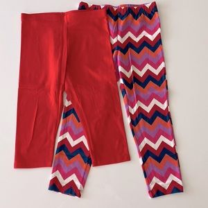 Faded Glory Girls Leggings Red Purple Multicolored Set New